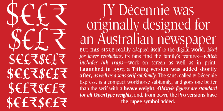 JY Décennie Pro, license from MyFonts.com