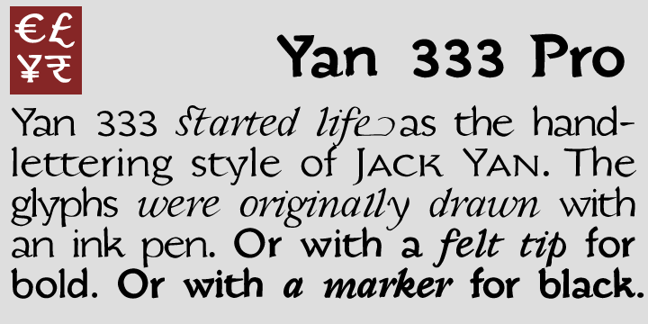 Yan Series 333 Pro, license from MyFonts.com