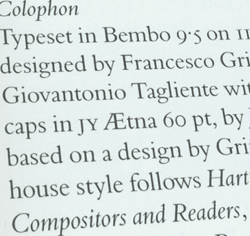 Colophon close-up from JY&A Media contract publication